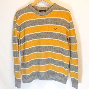 American Eagle Gold/Gray Striped Sweater, sz: L
